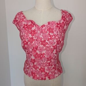 Simone Rocha Pink Floral Silk Blend Top